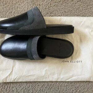 John Elliott Grace Slide Slip-On Black Leather